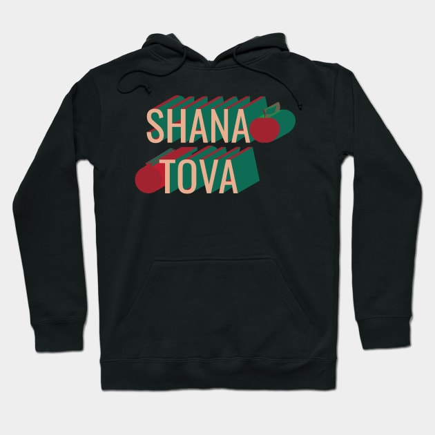 3D retro style Shana Tova apple and pomegranate Hoodie by sigdesign